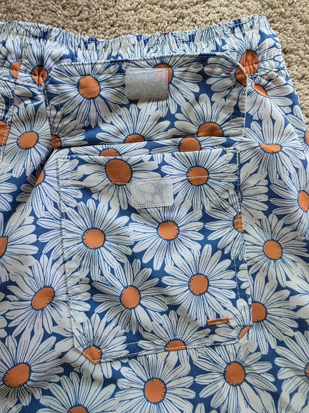 Goodfellow & Co men's swim trunks blue and white daisy pattern 5